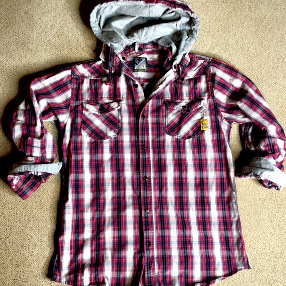 Vintage Plaid Shirt with Detachable Hood